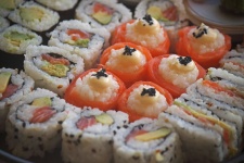 Utsikt över en sushi tallrik