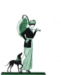 Desenho vintage de cão de mulher