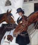 Vrouw paard Vintage schilderij