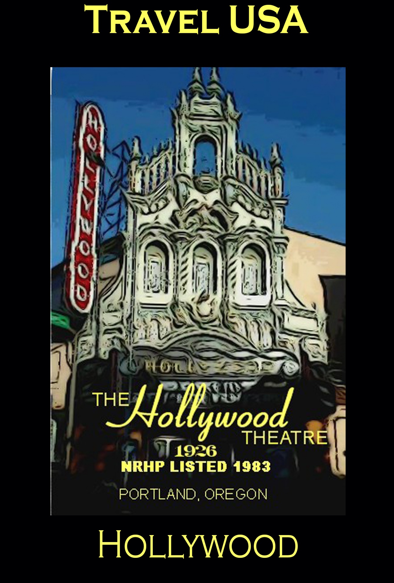 Hollywood USA Travel Poster Free Stock Photo - Public Domain Pictures