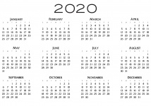 2020 naptár