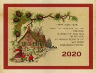 2020 vintage ano novo cartão