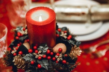 Christmas Candle On A Table