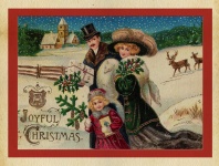 Karácsonyi kártya Vintage Madarak