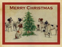 Weihnachtskarte Vintage Hunde
