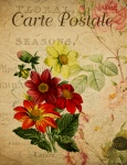 Virágok Vintage francia képeslap