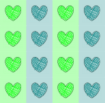 Green Blue Hearts Repeating Pattern