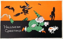 Halloween čarodějnice klaun dívka netopý