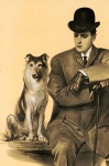 Mężczyzna pies rocznika plakat