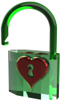 Open padlock with heart