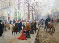 Párizs utcai jelenetfestmény