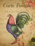 Carte postale florale vintage de coq