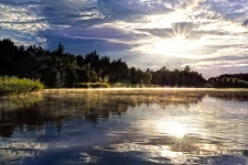 Jezioro słońce odbicie natura