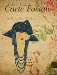Nő kalap Vintage képeslap