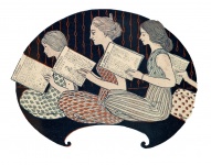 Femeie care citeste desenul vintage