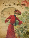 Frauen-Vintage Blumenpostkarte