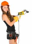 Worker with a drill