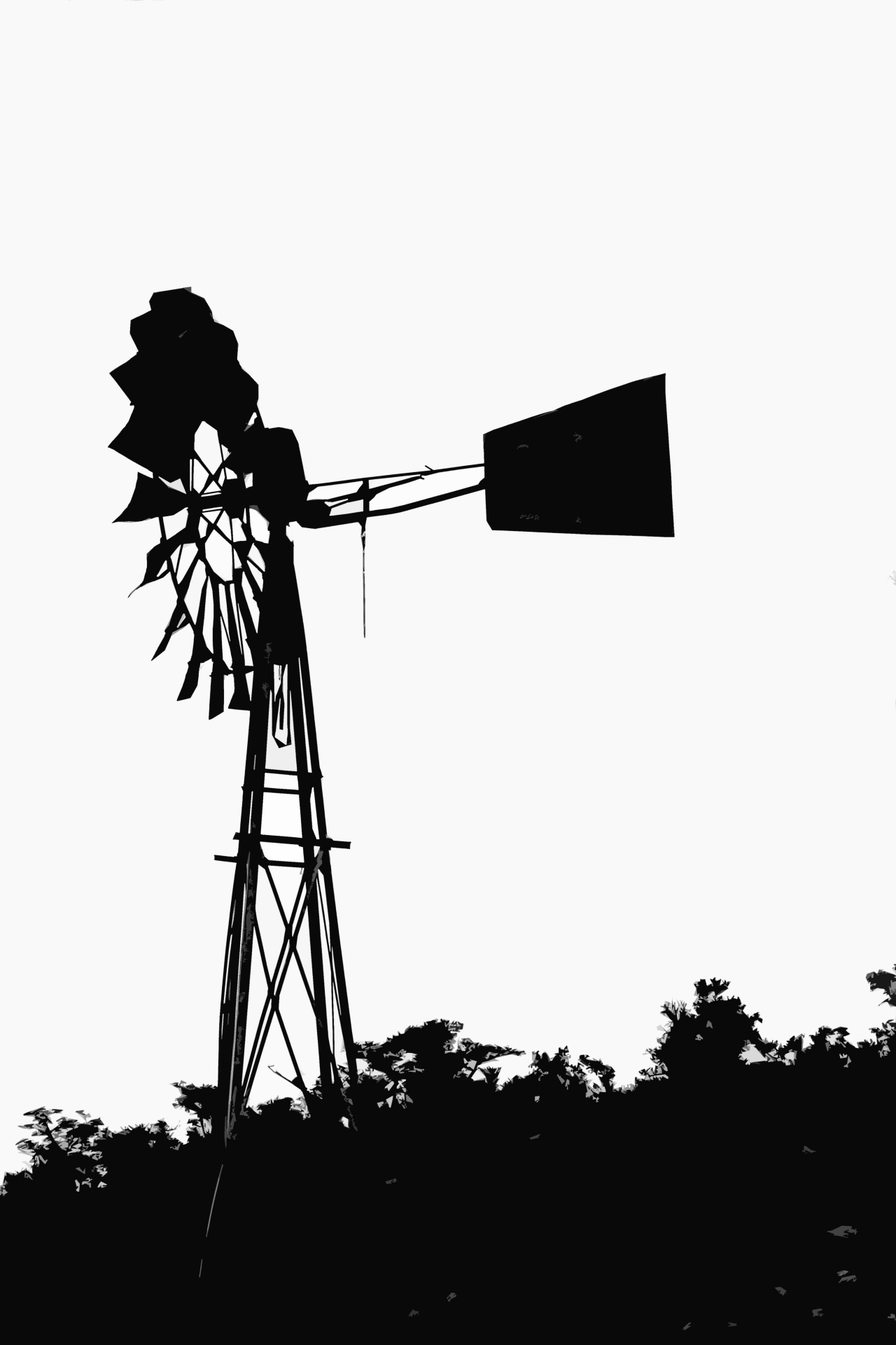 Imagem de moinho de vento silhueta abstr