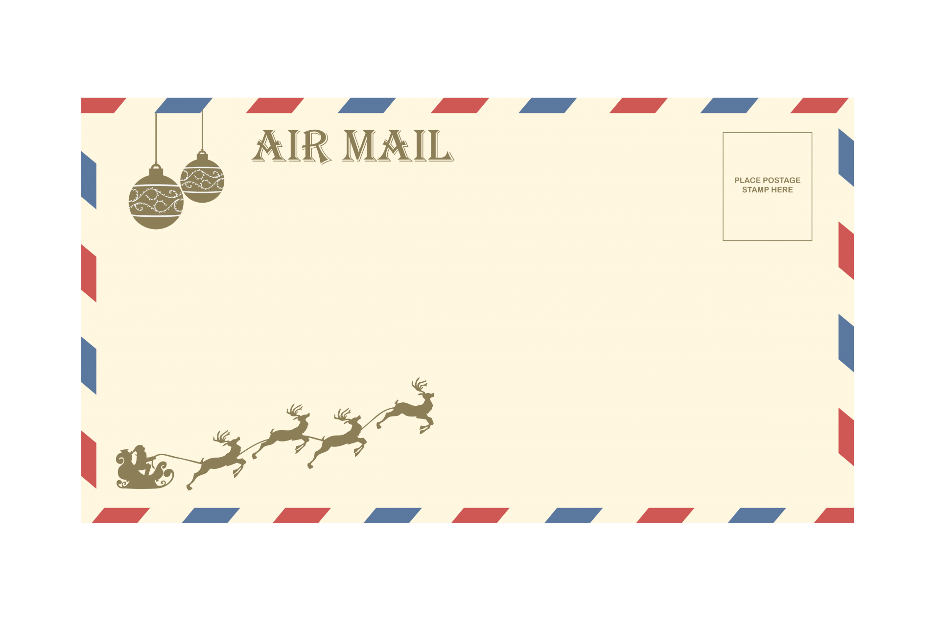 Air Mail Envelope Santa Reindeer