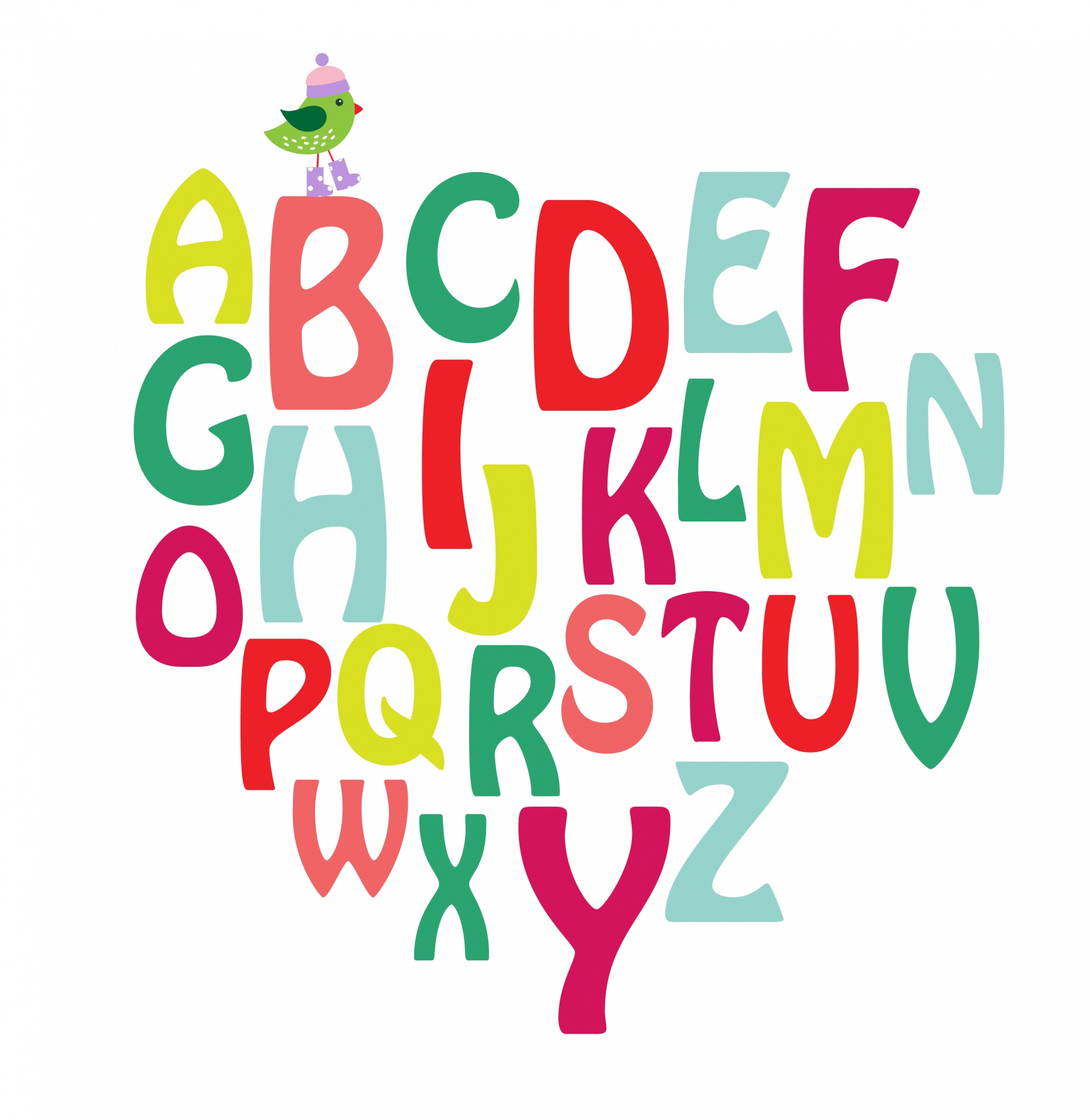Letras do alfabeto AZ colorido