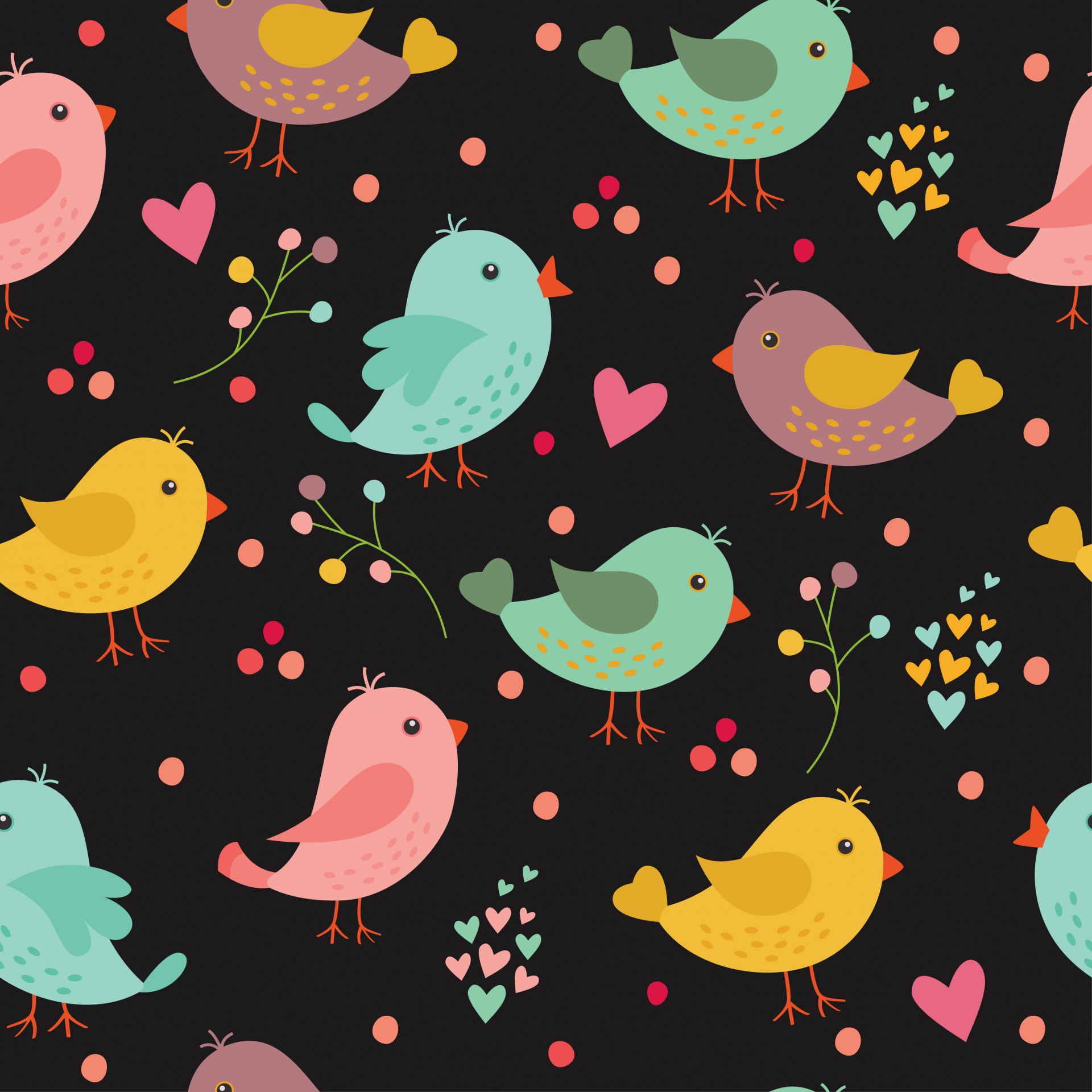 Birds Cute Pattern Background
