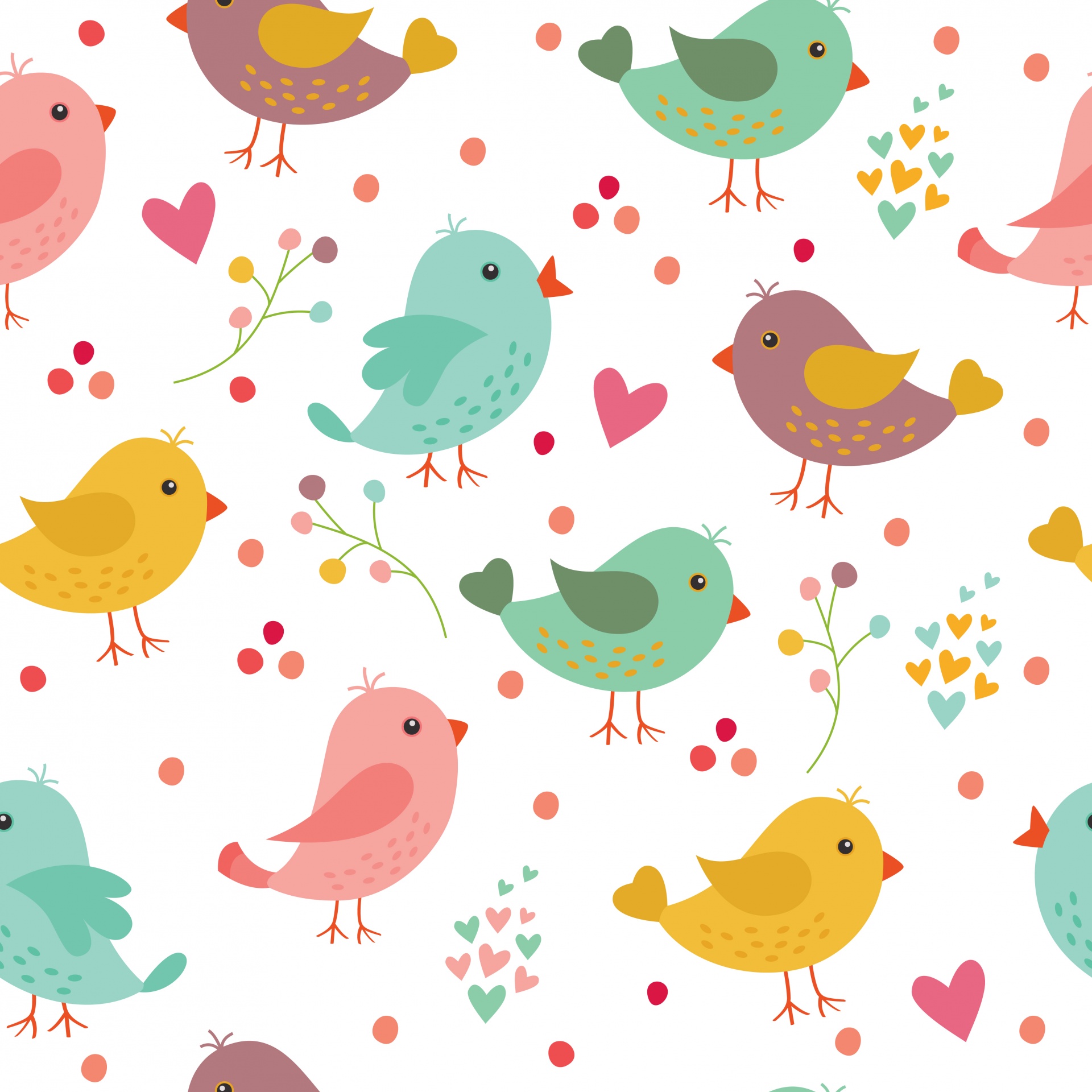 Birds Cute Wallpaper Illustration