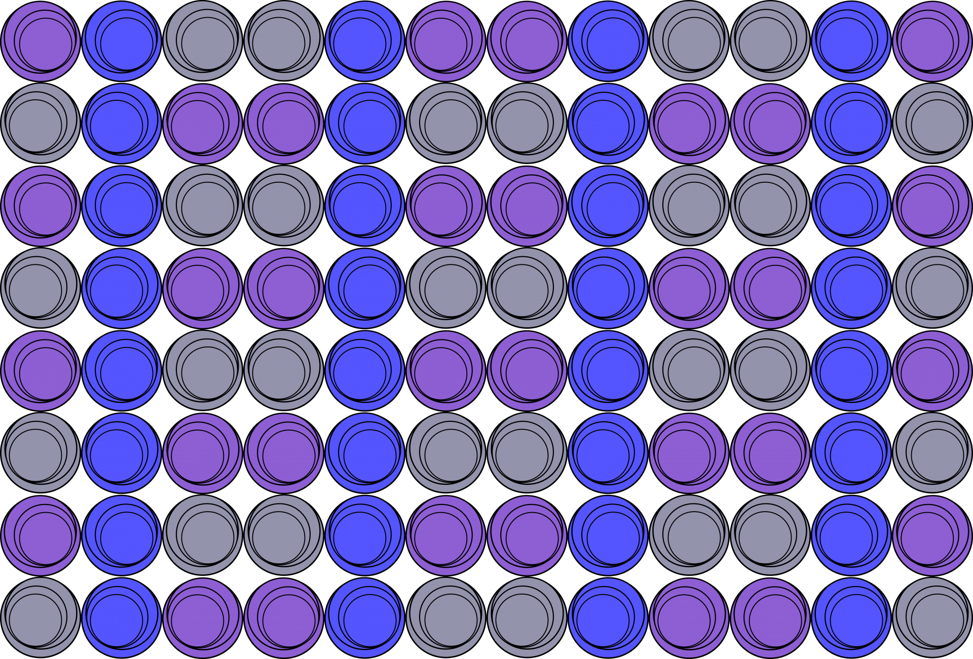 Modré stříbrné kruhy opakují vzor