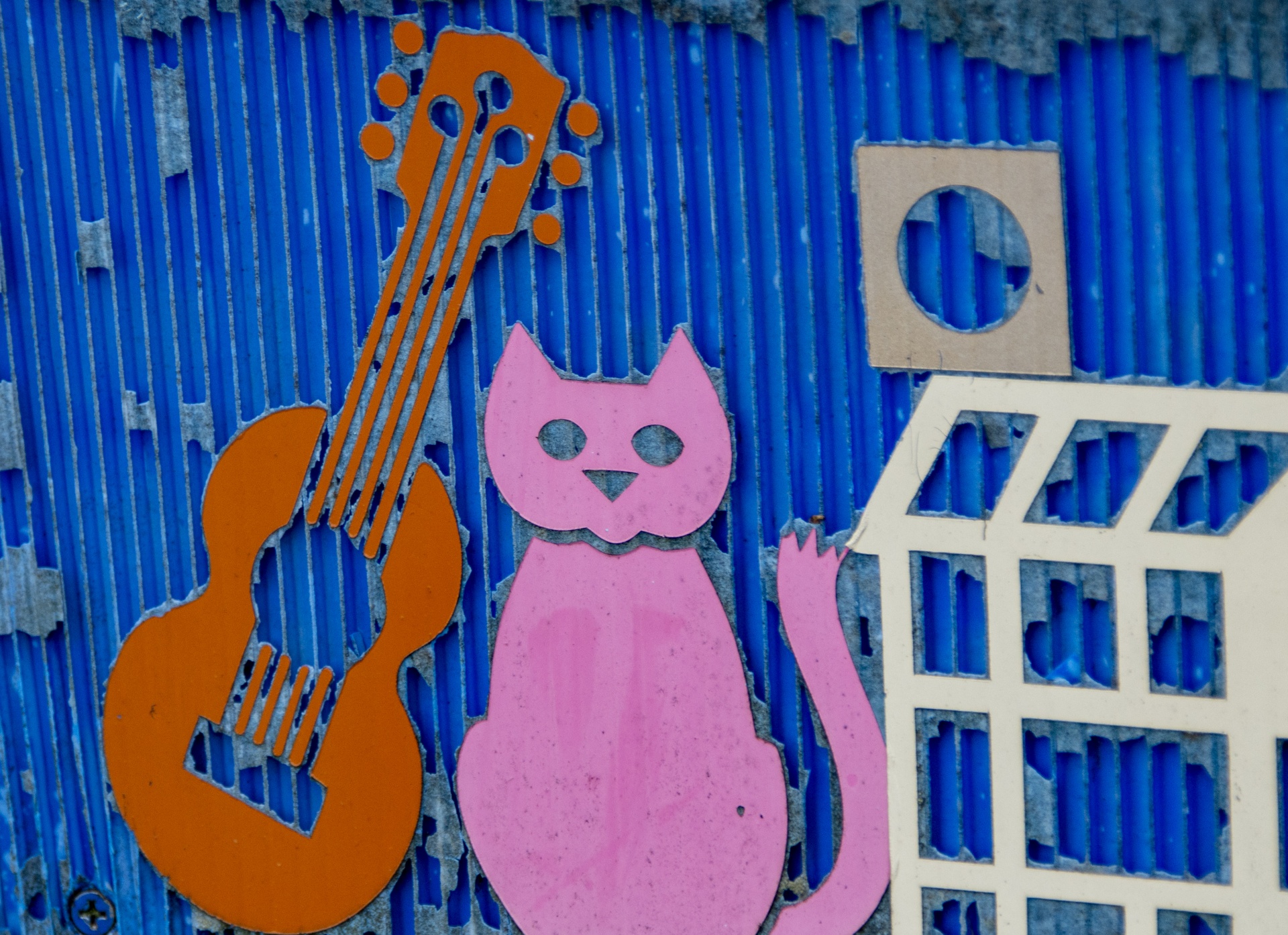 Kočka a kytara umění