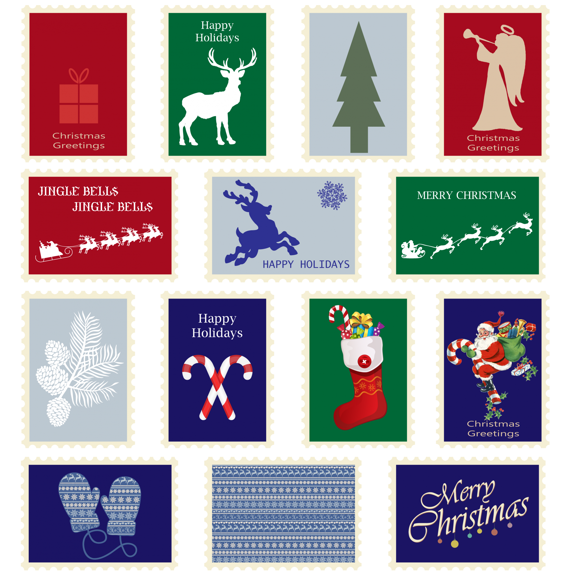 Christmas Postage Stamps Set Free Stock Photo Public Domain Pictures