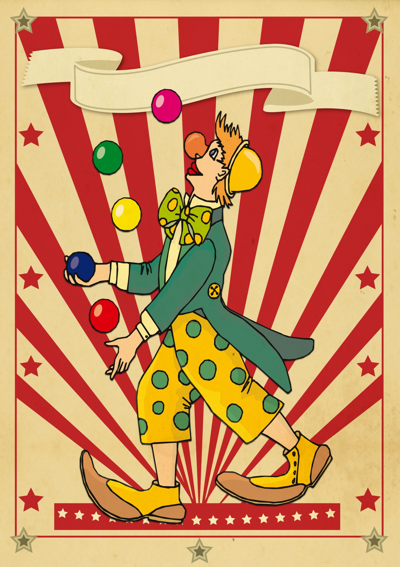Malabarista de palhaço de cartaz de circ