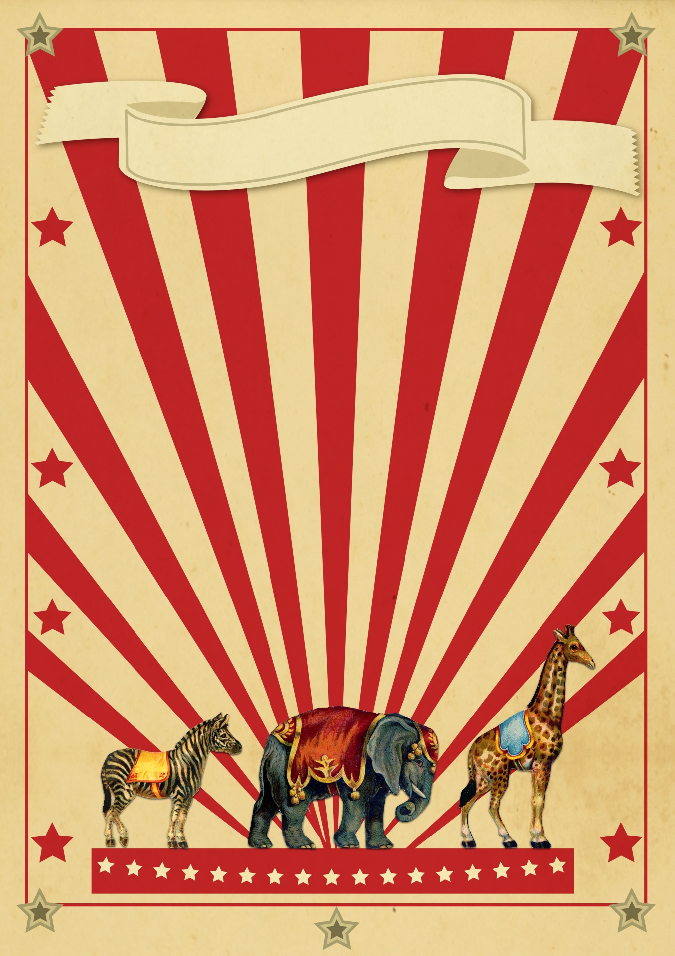 Cirkus Retro affisch Djur