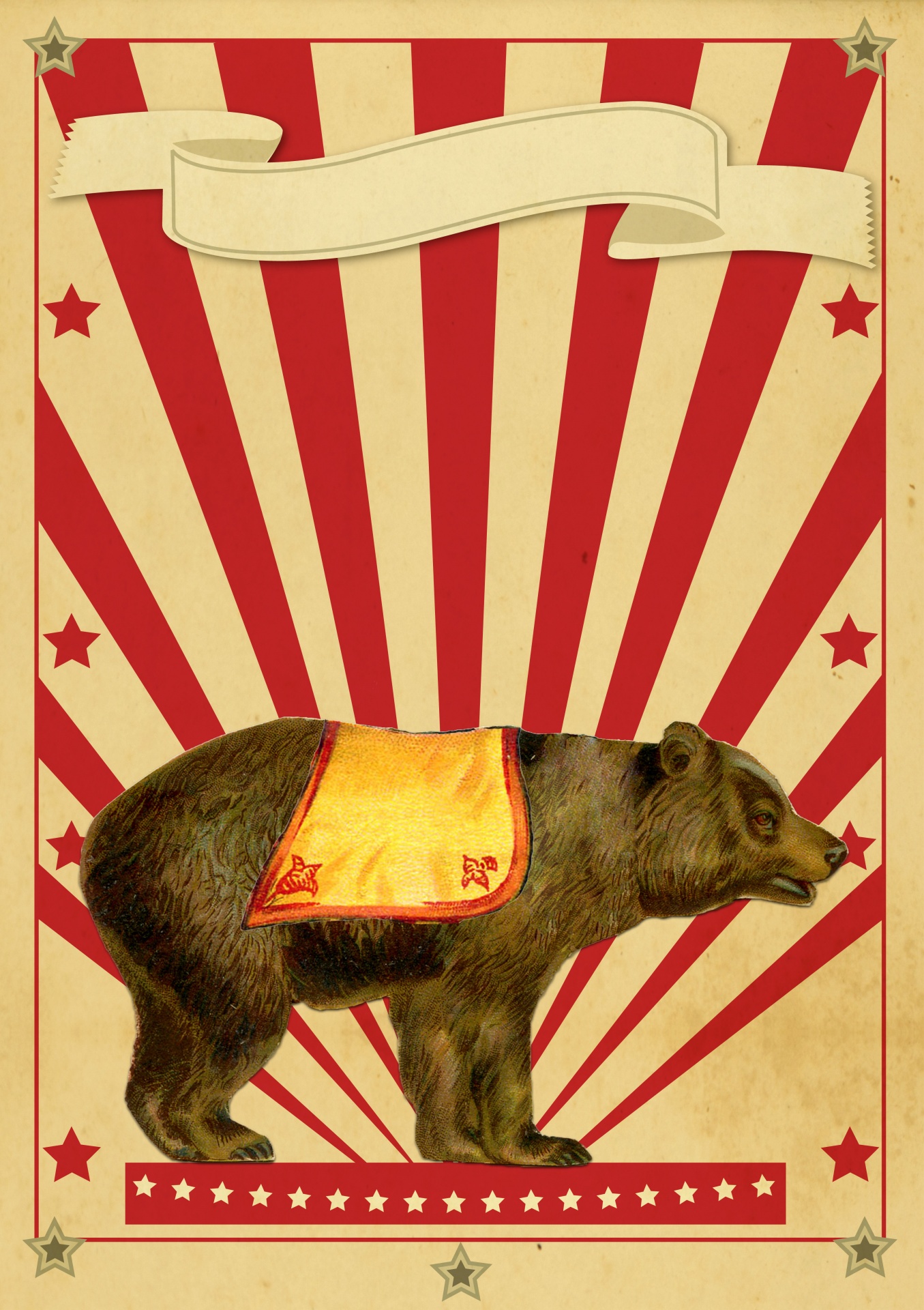 Cirkus retro plakát medvěd
