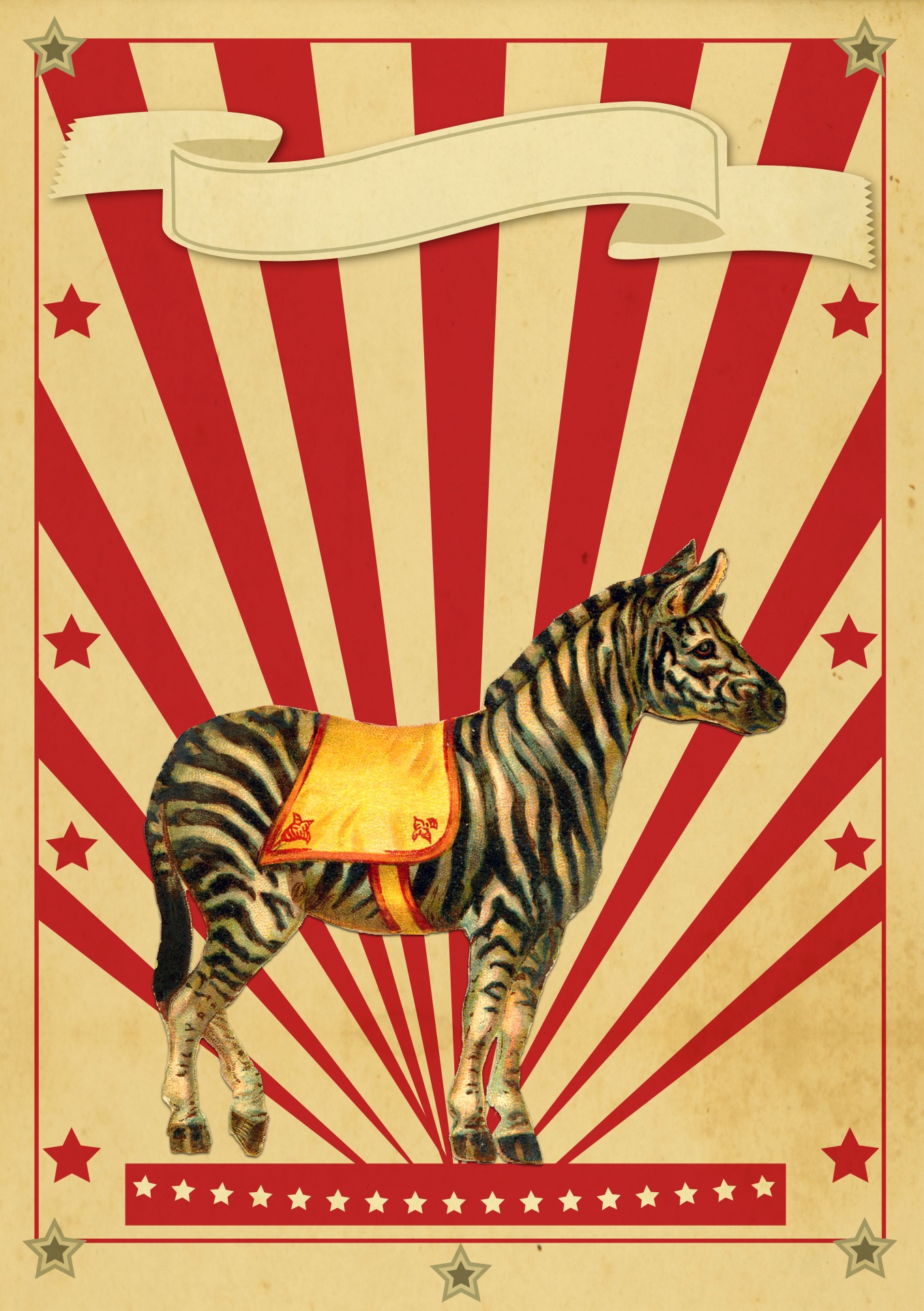 Cirkus Retro affisch Zebra
