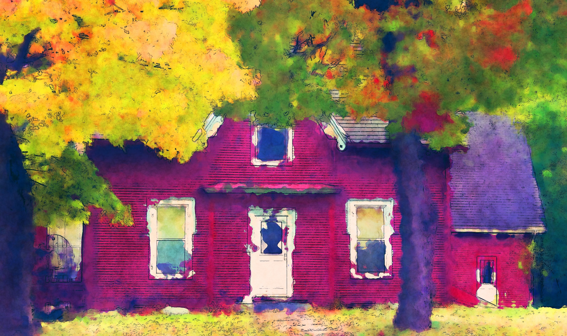 Venkovský dům na podzim