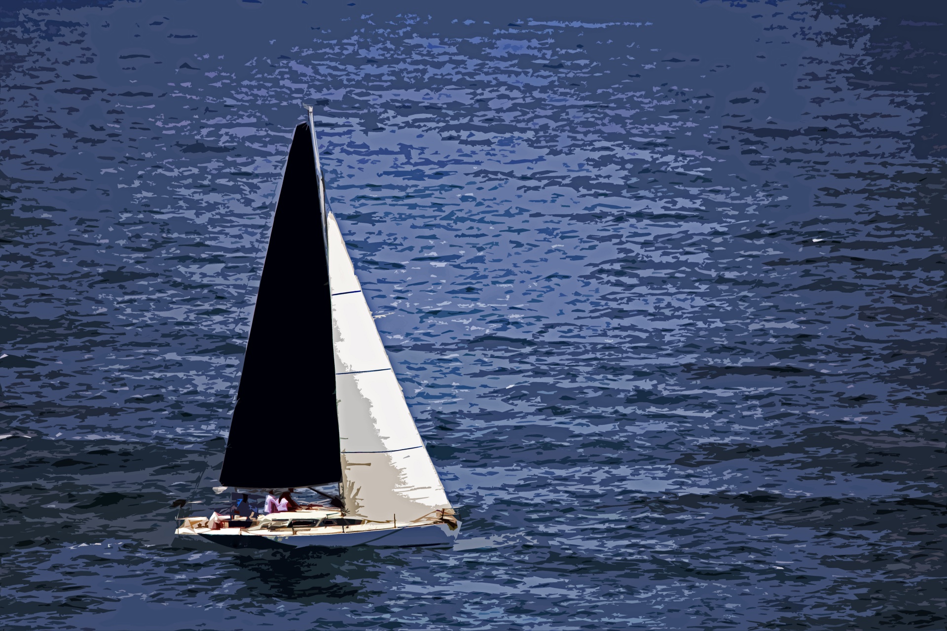 Imagen recortada de un yate en el mar