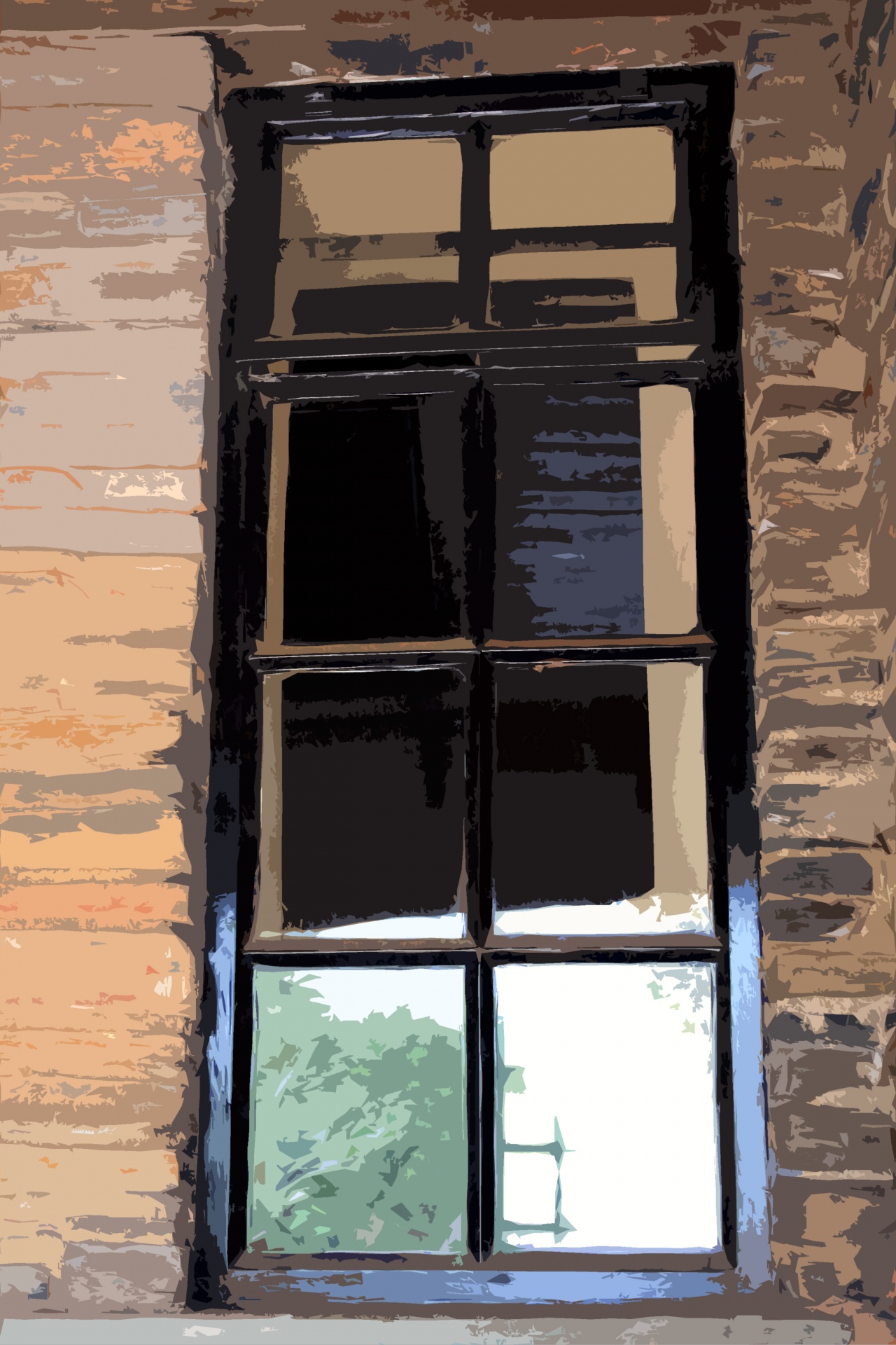 Vystřižený obrázek okna chaty