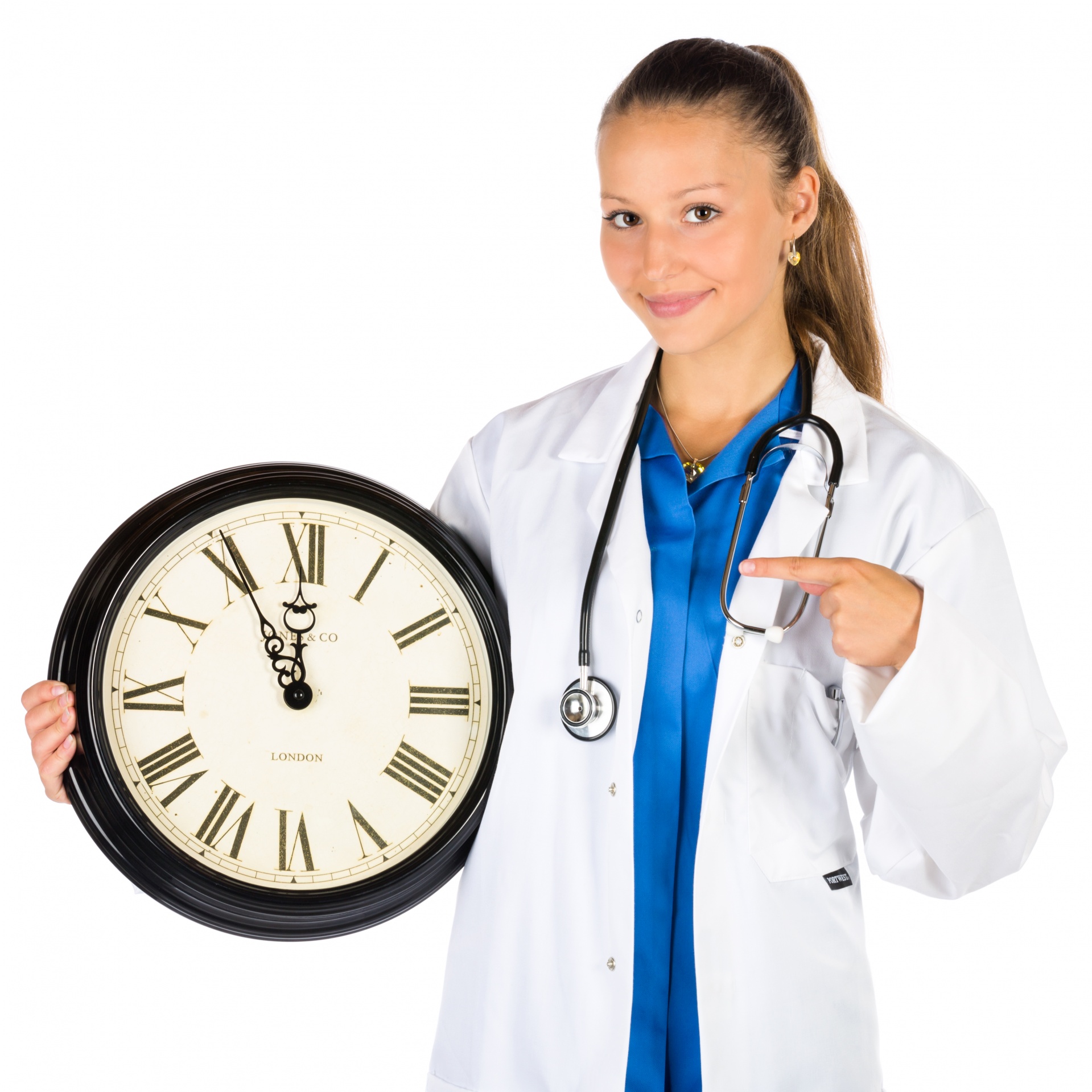 Läkare med en klocka