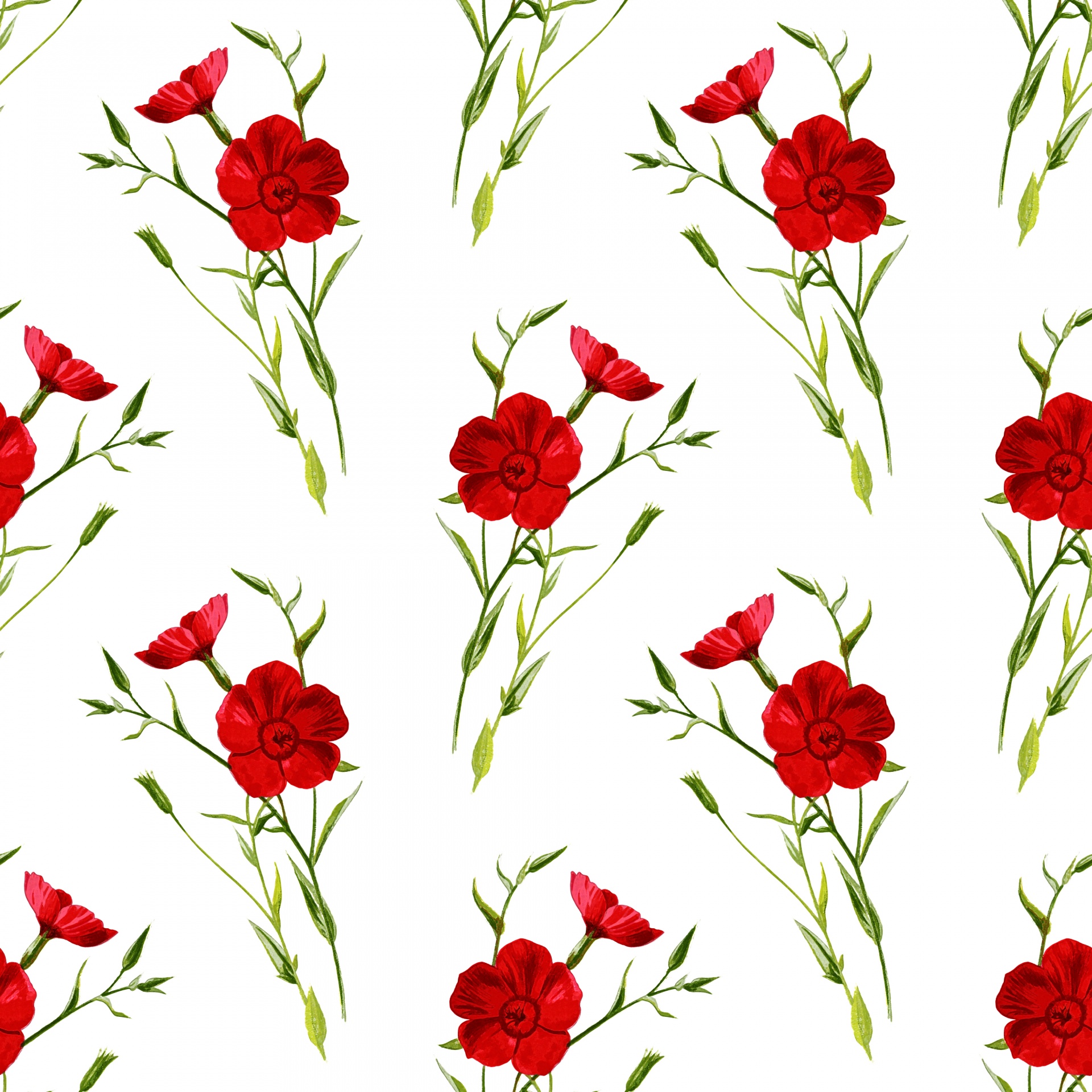 Flowers Red Floral Wallpaper