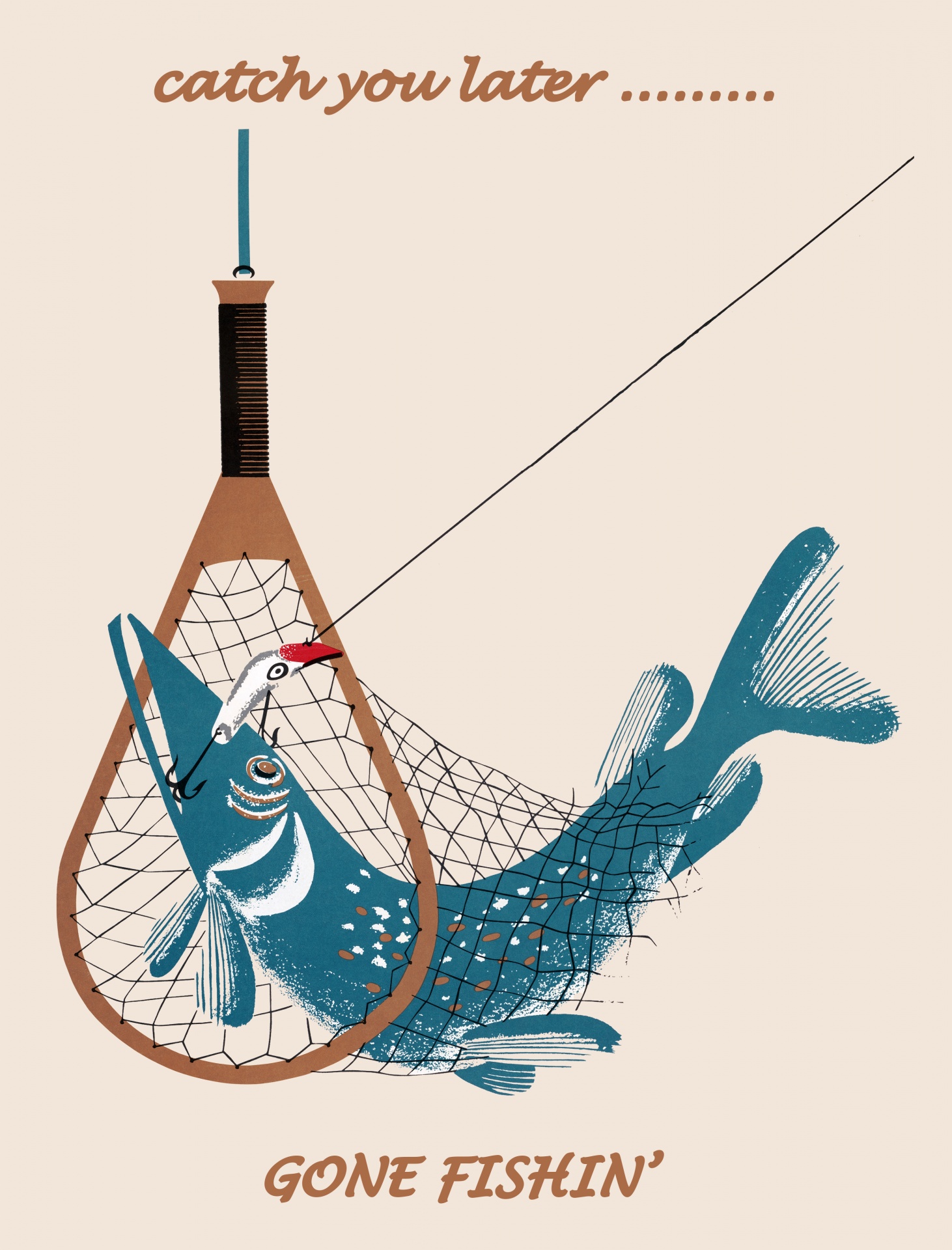 Pryč rybářský plakát