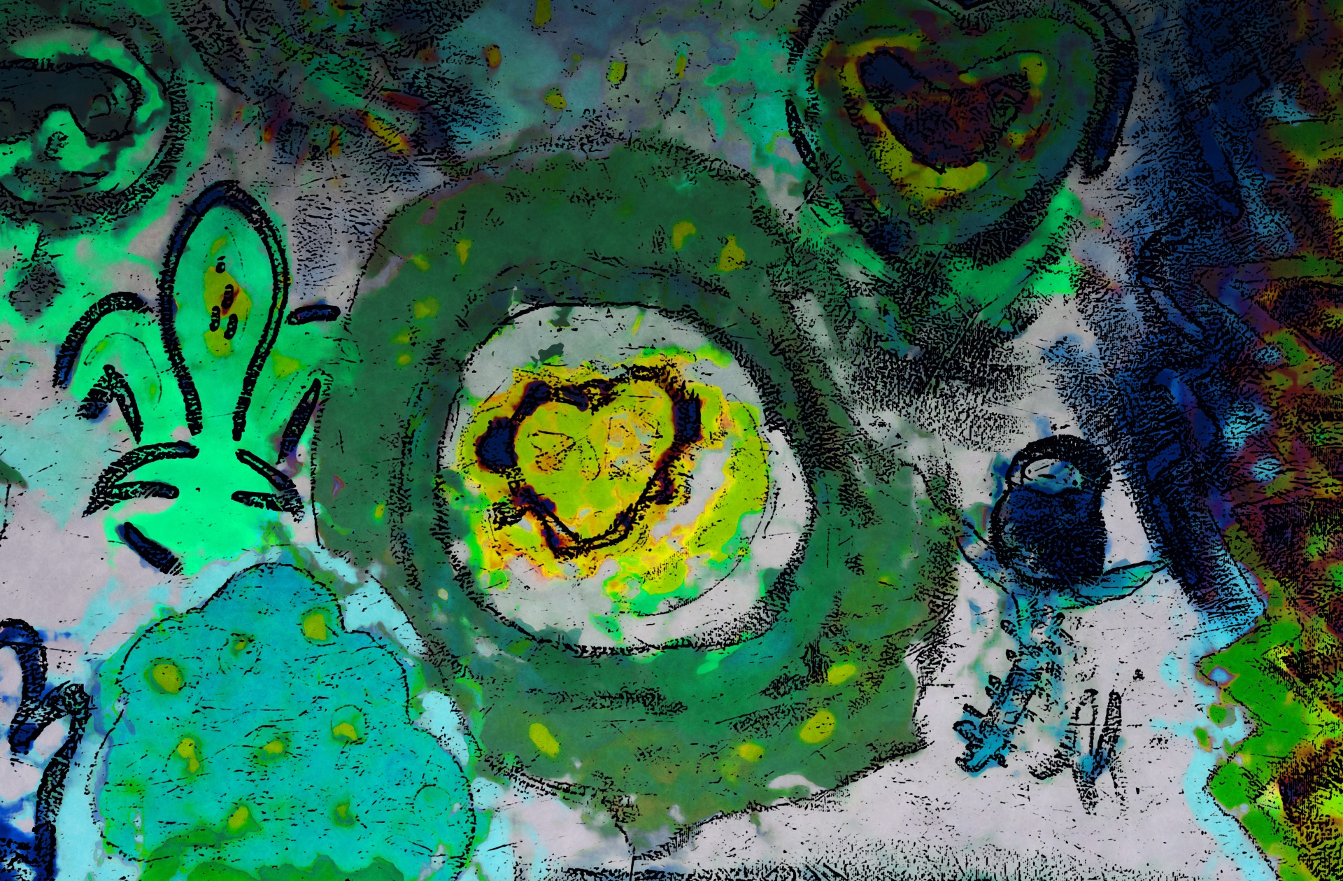 Fondo de graffiti con corazones