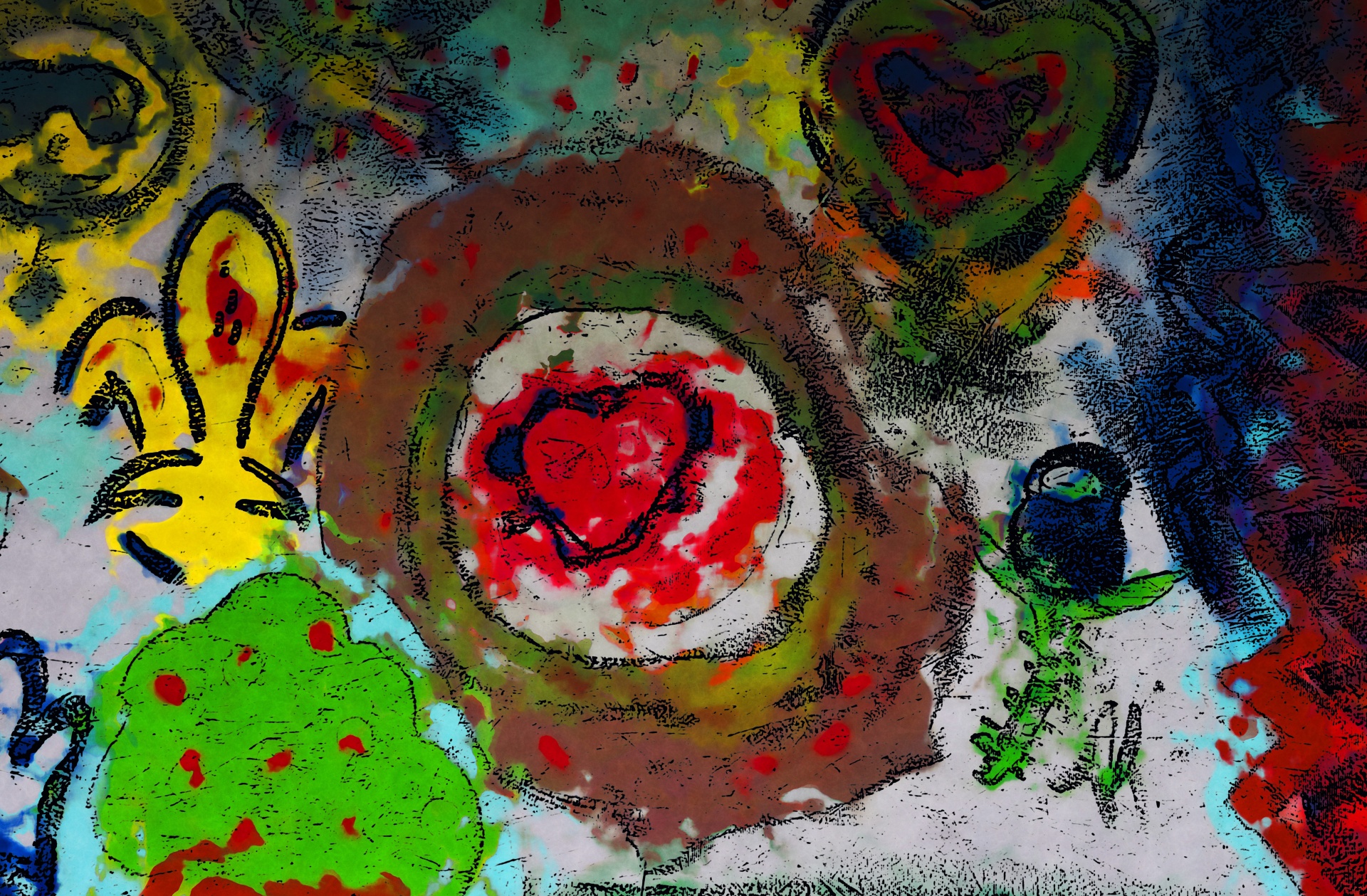 Fundo de graffiti com corações