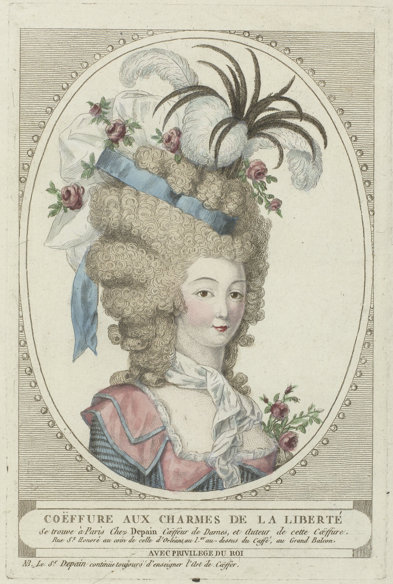 Estilo de cabelo c. 1790 Dois penteados