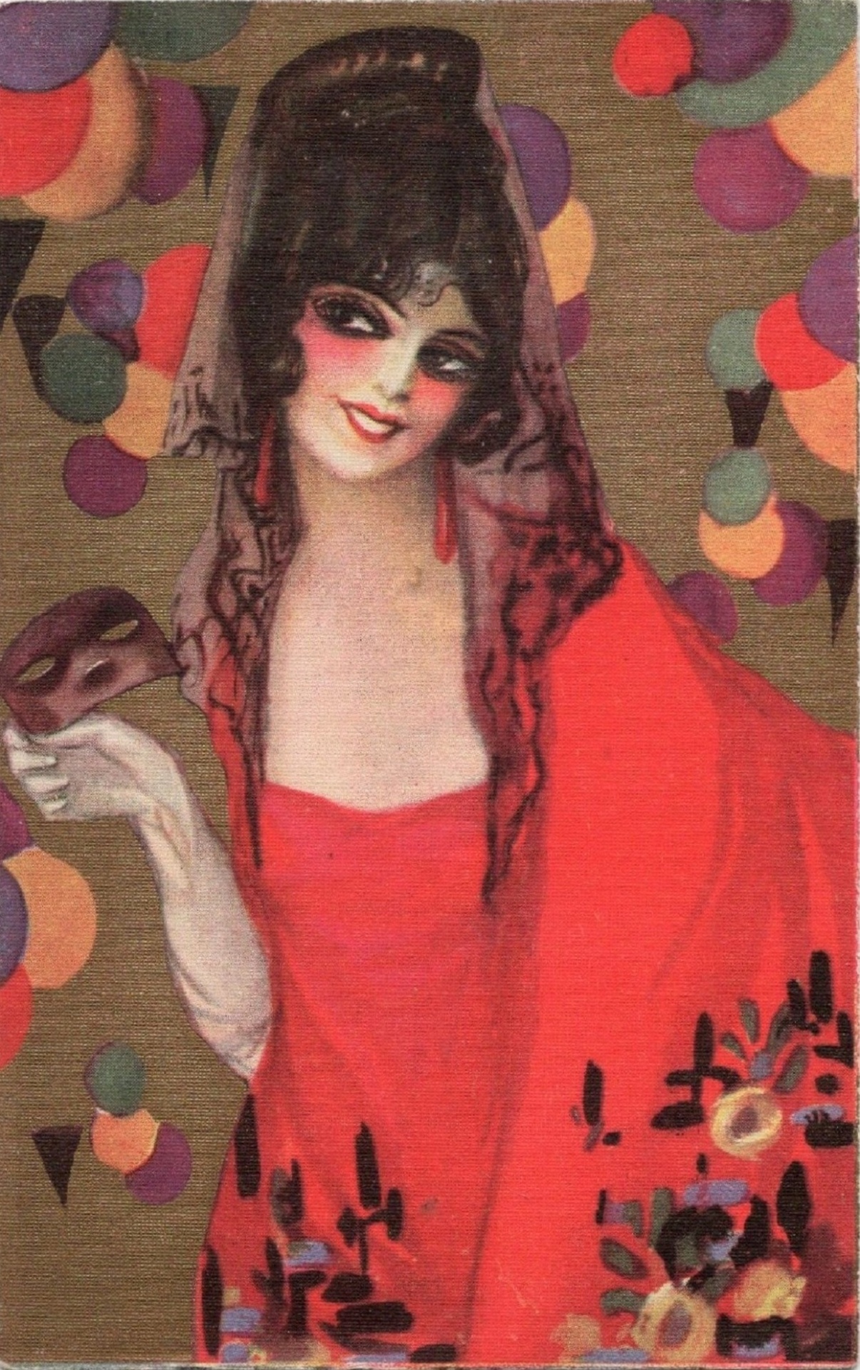 Senhora com uma máscara Carlo Chiostri