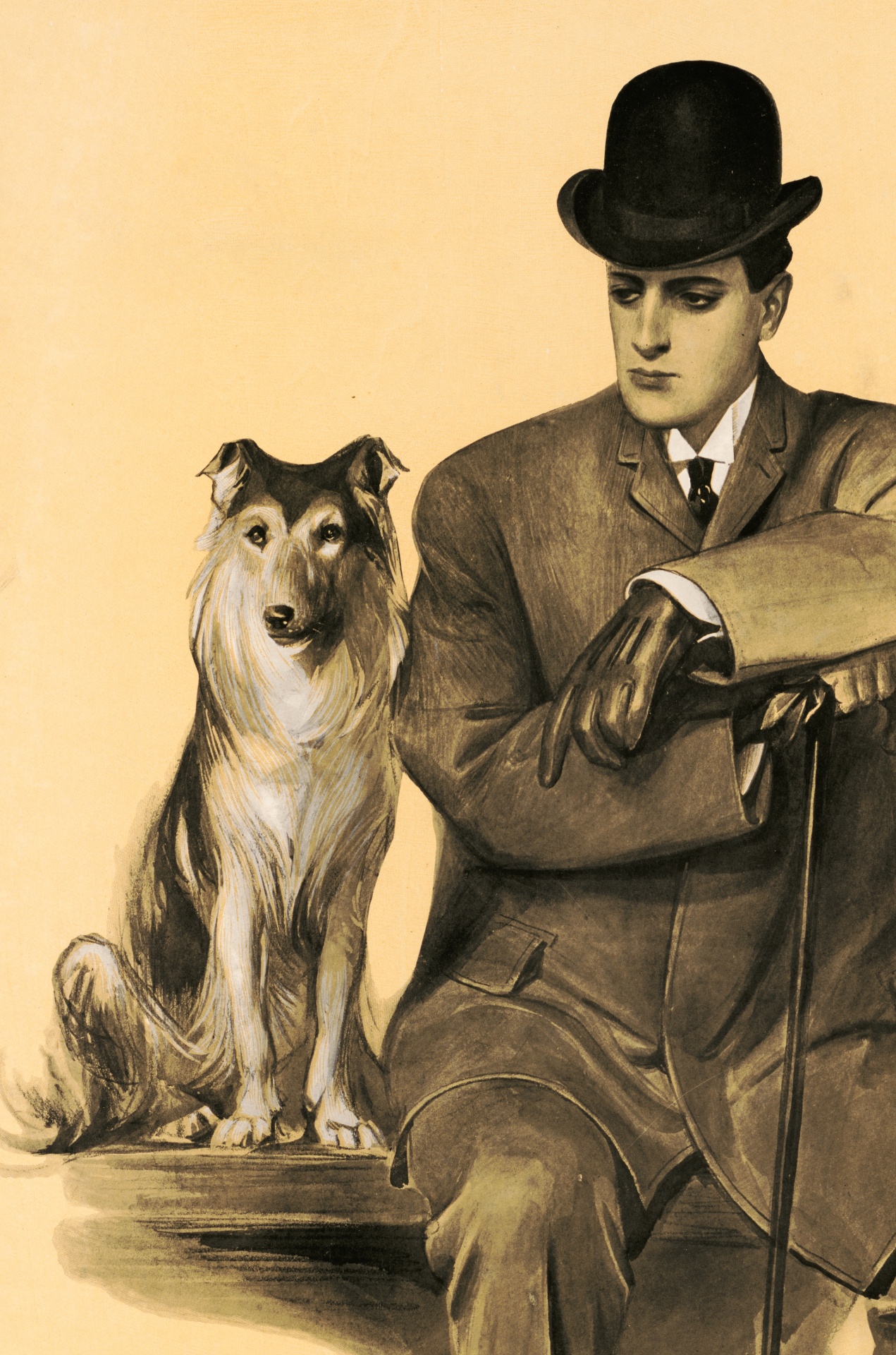 Poster vintage di cane uomo