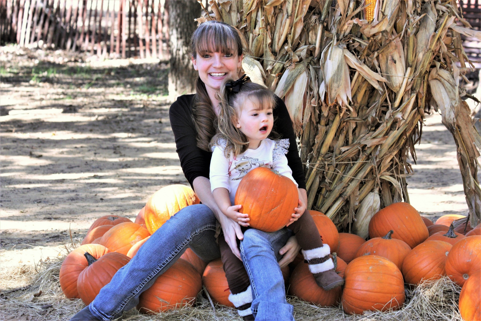 Mother And Child At Pumpkin Patch 2