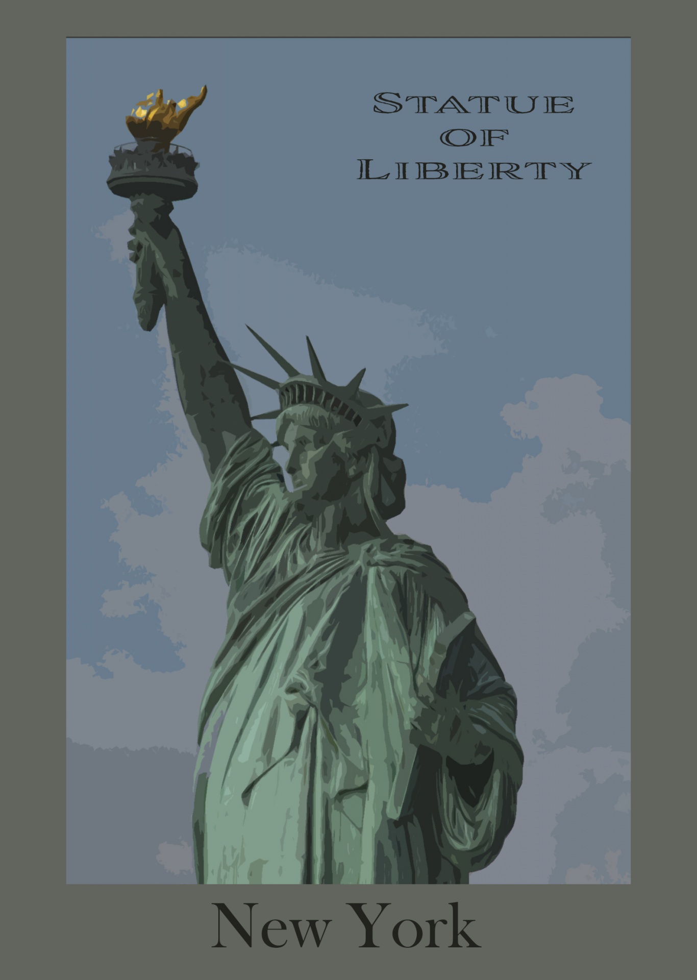 Plakát na sochu v New Yorku