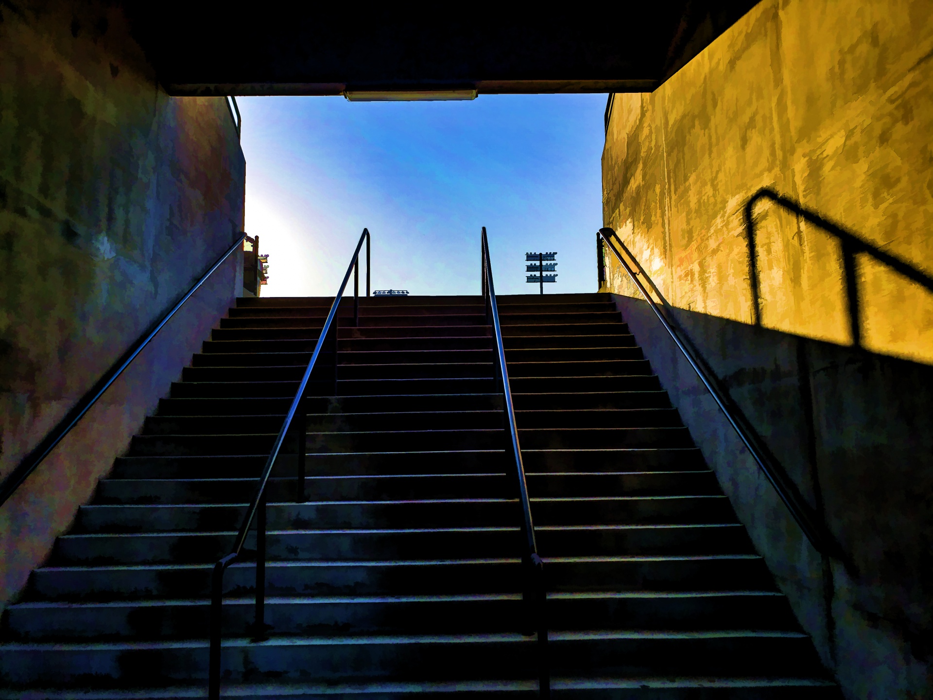 Painterly Affect Stadium Stairs