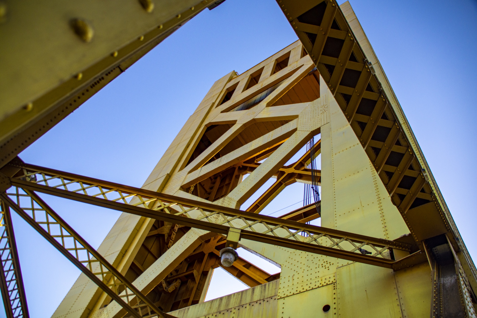 Raised Tower Bridge In Sacramento