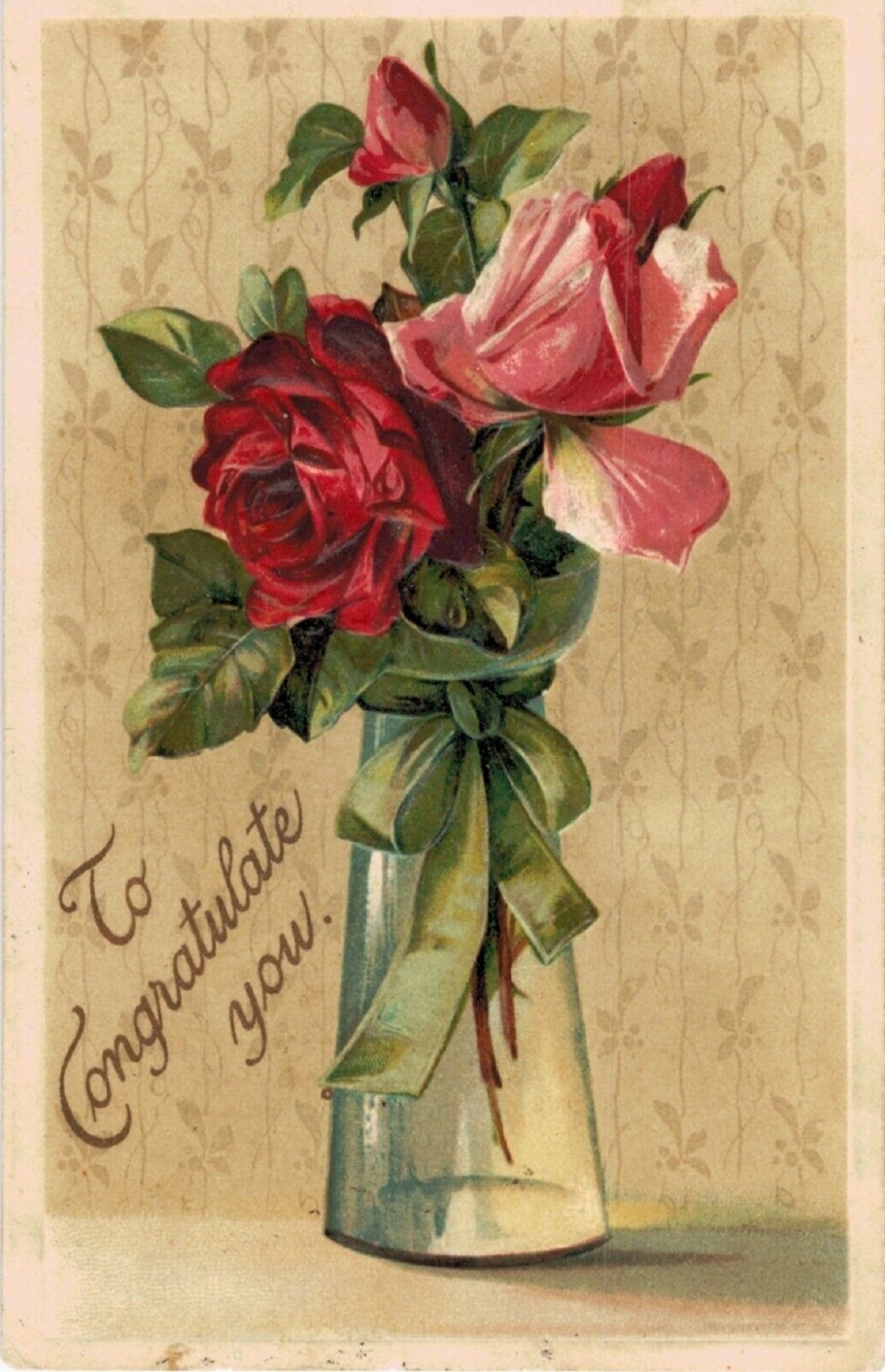 Rosas no vaso por Ellen Clapsaddle