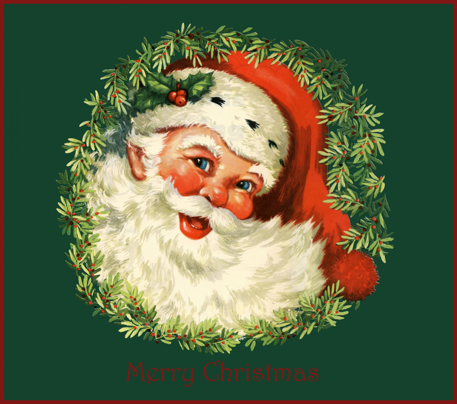 Smiling Santa Digital Download Of Jolly Santa Claus Face Vintage Christmas Card Happy Santa Face Printable!